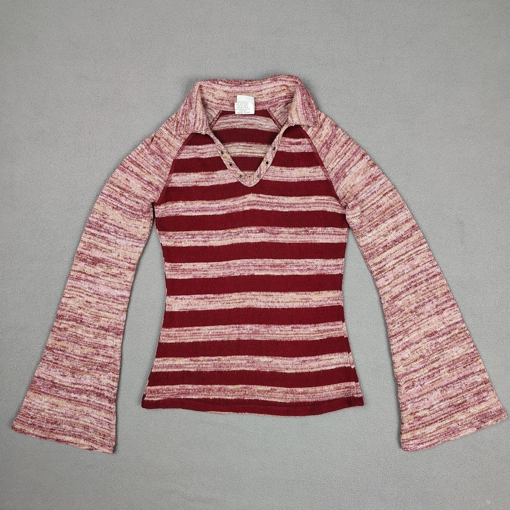 Vintage ANGEL TATTOO Babydoll Sweater Women Small Maroon Bella Swan Soft Girl EC
